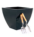 Portofino Collection 40cm Basalt Black Galvanised Steel Curved Tapered Square Planter