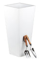 Portofino Collection 40cm Gloss White Galvanised Steel Tapered Square Planter - Closer2Nature