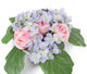 Artificial 13cm Pink Rose and Blue Hydrangea Display - Closer2Nature