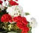 Artificial Red and White Geranium Display in a 10″ Round Willow Hanging Basket - Closer2Nature