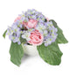 Artificial 13cm Pink Rose and Blue Hydrangea Display - Closer2Nature