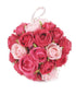 Artificial 12cm Pink Rose Pomander Kissing Ball Display