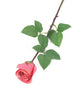 Artificial 52cm Single Stem Closed Bud Coral Pink Rose - Closer2Nature