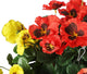 Artificial Yellow and Red Pansy Display in a 10″ Round Willow Hanging Basket - Closer2Nature