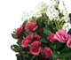 Artificial Pink Rose and White Daisy Display in a 10″ Round Willow Hanging Basket - Closer2Nature