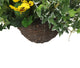 Artificial Yellow Pansy and White Geranium Display in a 10″ Round Willow Hanging Basket - Closer2Nature