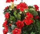 Artificial Red Azalea and Geranium Display in a 10″ Round Willow Hanging Basket - Closer2Nature