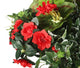 Artificial Red Azalea and Geranium Display in a 10″ Round Willow Hanging Basket - Closer2Nature