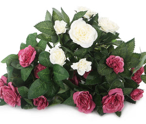 Artificial 26cm Dusky Pink and White Rose Plug Plant Collection - Closer2Nature