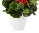 Artificial 43cm Pink and Red Geranium Display in an 18cm White Round Pot - Closer2Nature