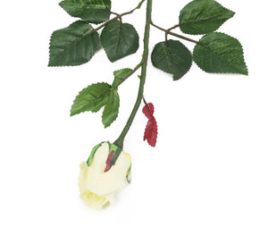 Artificial 60cm Single Stem Closed Bud Cream Rose - Closer2Nature