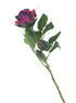 Artificial 70cm Single Stem Half Open Purple Rose