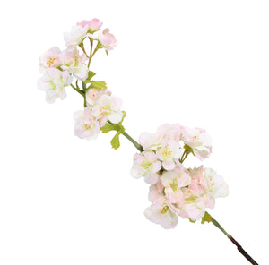 Artificial 68cm Single Stem White and Pink Tipped Japanese Cherry Blossom - Closer2Nature