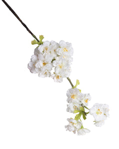 Artificial 68cm Single Stem White Japanese Cherry Blossom - Closer2Nature