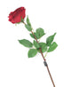 Artificial 72cm Single Stem Fully Open Deep Red Rose - Closer2Nature