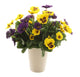 Artificial 37cm Yellow and Purple Pansy Display in a 13.5cm White Round Pot - Closer2Nature