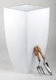 Portofino Collection 35cm Gloss White Galvanised Steel Curved Tapered Square Planter - Closer2Nature
