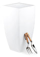 Portofino Collection 35cm Gloss White Galvanised Steel Curved Tapered Square Planter - Closer2Nature