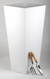 Portofino Collection 32cm Gloss White Galvanised Steel Tapered Square Planter - Closer2Nature