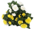 Artificial 26cm Yellow and White Rose Plug Plant Collection