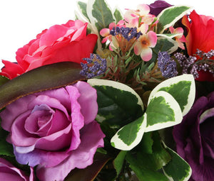 Artificial 25cm Red and Purple Rose Arrangement - Closer2Nature