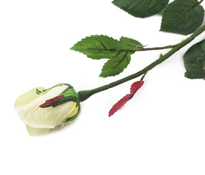 Artificial 60cm Single Stem Closed Bud Cream Rose - Closer2Nature
