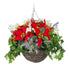 Closer2Nature Artificial Red Poinsettia, White Daisy & Lavender Display in a 12'' Round Willow Christmas Hanging Basket