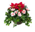 Closer2Nature Artificial Red Poinsettia & Pink Azalea in a 10'' Round Willow Hanging Basket
