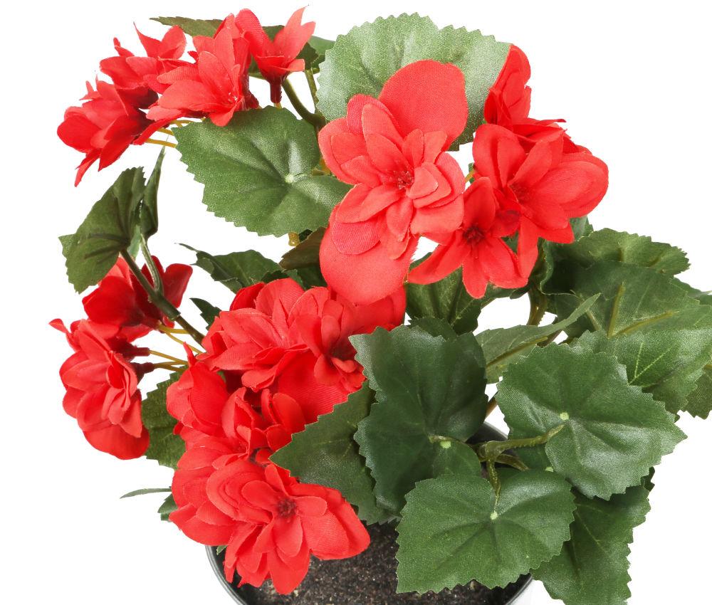 Artificial 24cm Red Begonia Plug Plant - Closer2Nature