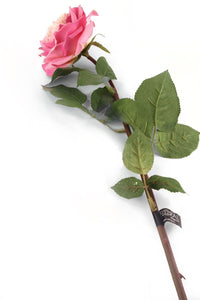 Artificial 92cm Single Stem Fully Open Pink Rose - Closer2Nature
