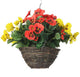 Artificial Yellow and Red Pansy Display in a 10″ Round Willow Hanging Basket - Closer2Nature