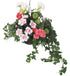 Artificial Pink and White Azalea and Geranium Display in a 10" Round Willow Hanging Basket
