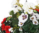 Artificial Red Azalea, White Pansy and Geranium Display in a 10″ Round Willow Hanging Basket - Closer2Nature
