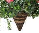 Artificial Pink and White Azalea and Geranium Display in a 12″ Cone Willow Hanging Basket - Closer2Nature