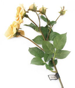 Artificial 87cm Single Stem Golden Yellow and Pink Tipped Spray Rose - Closer2Nature