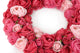 Artificial 38cm Pink Rose Wreath Display - Closer2Nature