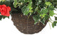 Artificial Red Azalea and Geranium Display in a 10″ Round Willow Hanging Basket - Closer2Nature