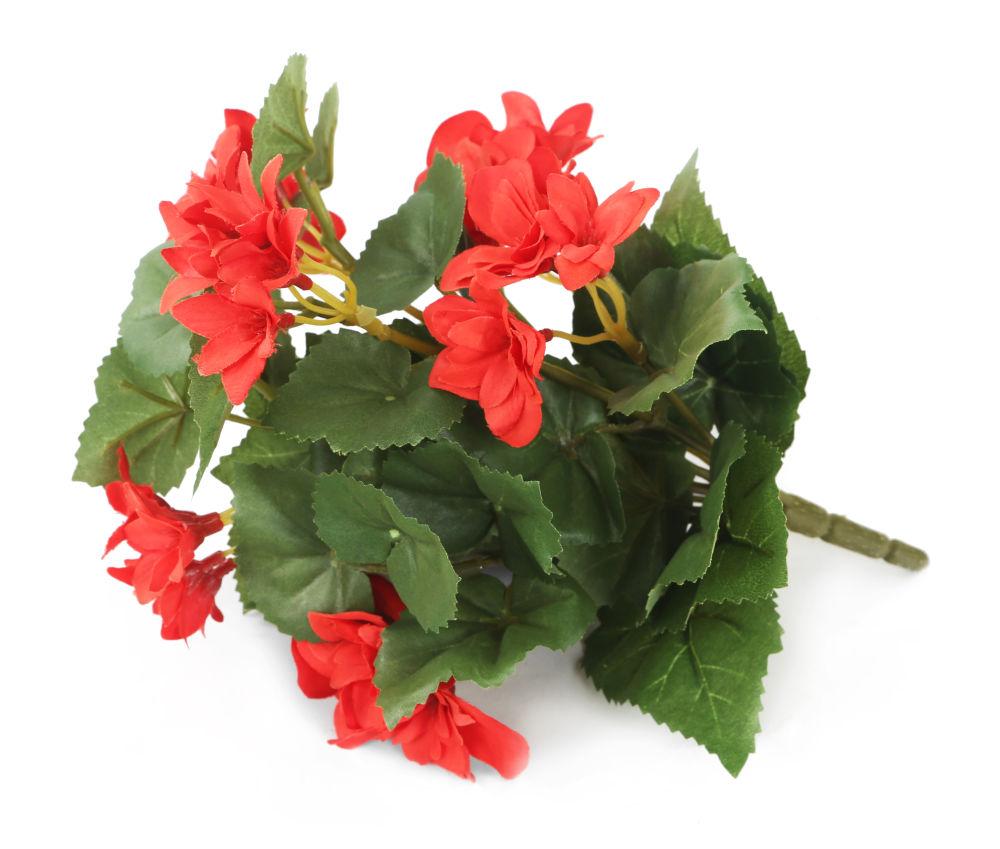 Artificial 24cm Red Begonia Plug Plant - Closer2Nature