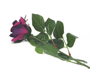 Artificial 70cm Single Stem Half Open Purple Rose - Closer2Nature