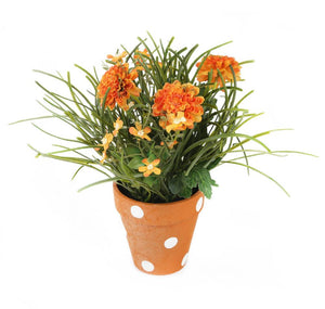 Artificial 27cm Deep Orange Chrysanthemum Plant Display - Closer2Nature