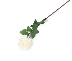 Artificial 72cm Single Stem Fully Open White Rose - Closer2Nature