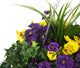 Artificial Purple and Yellow Pansy Display in a 14″ Round Willow Hanging Basket - Closer2Nature