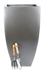 Portofino Collection 47cm Graphite Grey Galvanised Steel Curved Tapered Square Planter - Closer2Nature
