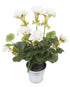 Artificial 38cm White Zonal Geranium Plug Plant