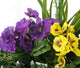 Artificial Purple and Yellow Pansy Display in a 10″ Round Willow Hanging Basket - Closer2Nature