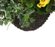 Artificial Yellow Pansy and White Geranium Display in a 12″ Round Willow Hanging Basket - Closer2Nature