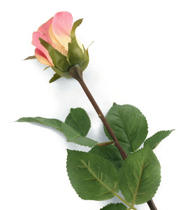 Artificial 52cm Single Stem Closed Bud Dusky Pink Rose - Closer2Nature