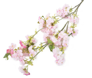 Artificial 129cm Single Stem White and Pink Tipped Japanese Cherry Blossom - Closer2Nature