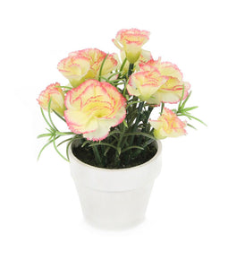 Artificial 15cm Yellow Carnation Plant with Gift Box - Closer2Nature