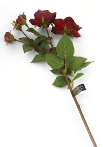 Artificial 87cm Single Stem Burgundy Spray Rose - Closer2Nature